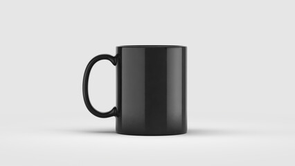 Blank Black cup mug on gray background - White Cup Mockup Template. 3d rendering