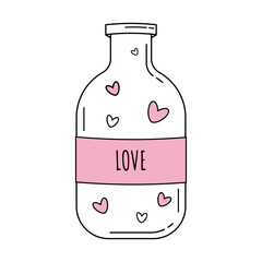 bottle with hearts	
