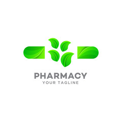Design of a creative pharmacy concept logo, Medical and healthcare logo, Herbal capsule logo