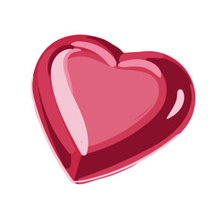 Red heart. Realistic 3d design icon heart symbol love. Vector illustration.