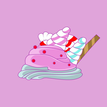 Candy and Coral in the middle of Ocean Illustration