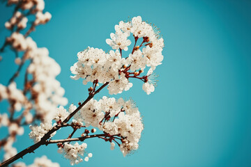 Cherry blossom closeup, spring wallpaper. AI