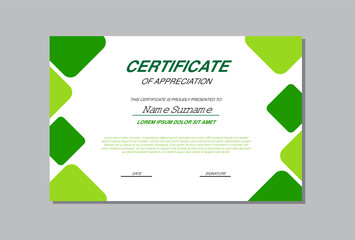 certificate template with green modern style