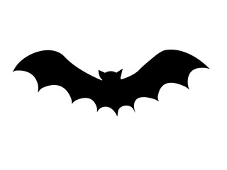 Bat. Black silhouette of a bat. Transparent background. Flat design.