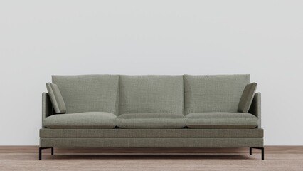 Sofa armchair seat couch with empty wall living room, 3d rendering.