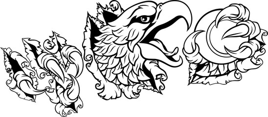 Bald Eagle Hawk Ripping Tennis Ball Mascot