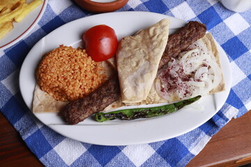 kebab with rice