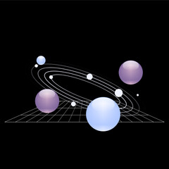Y2K style 3D Purple and Blue Marble Abstract Illustration, with black Background