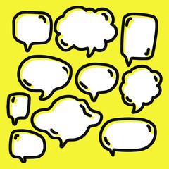 set of comic bubble speech chat hand drawn