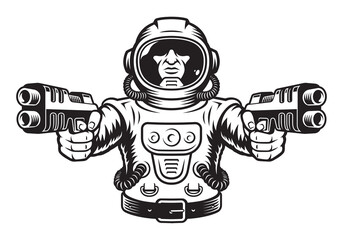Astronaut with guns isolated on white background  © Harry Kasyanov