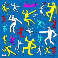 Fototapeta na wymiar dancing people doodles set,vector design elements