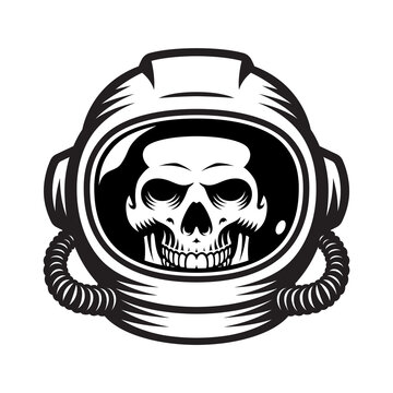 Skull astronaut vector illustration isolated on white background 