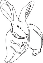 Rabbit vector illustration in line art 