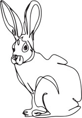 Rabbit vector illustration in line art 
