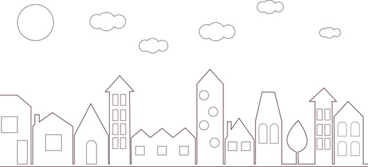 one line cityscape illustration, can be used for packaging, banner, advertising