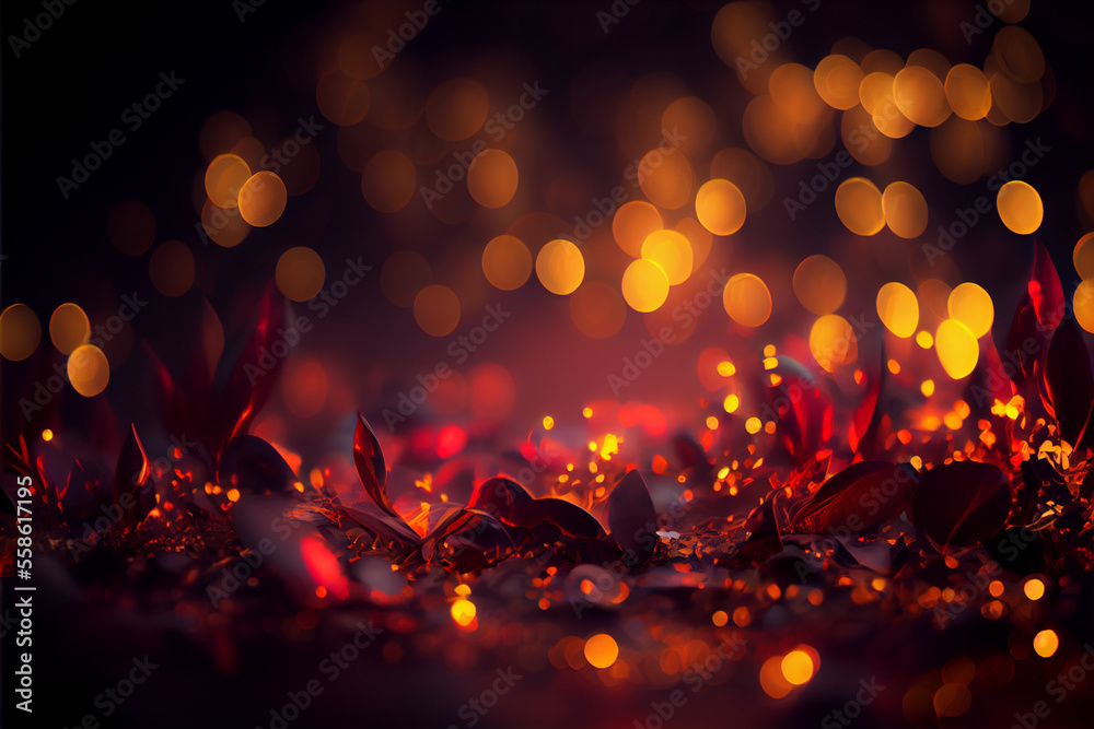 Aufkleber beautiful colored bokeh on a dark abstract background.