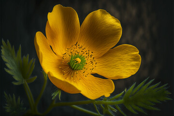Buttercup flower, yellow color. Plant native to Europe. Generative AI.