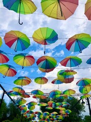 Fototapeta na wymiar umbrellas in the sky