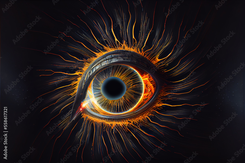Aufkleber abstract eye concept looking on a nebula dust in infinite space background. . mixed media.