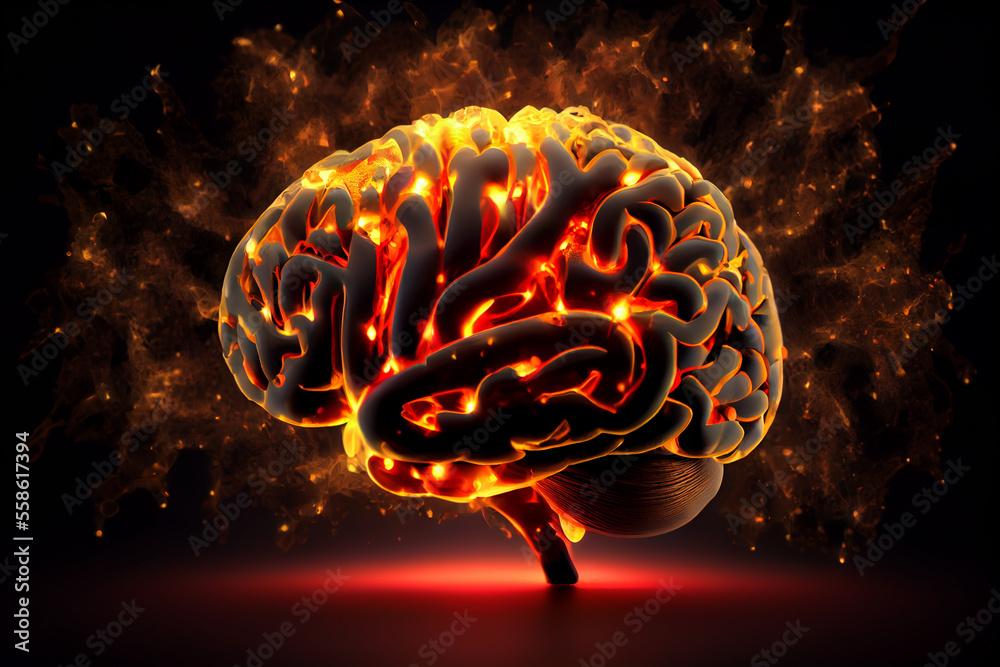 Poster beautiful brain abstract optical light bokeh on a glow background.