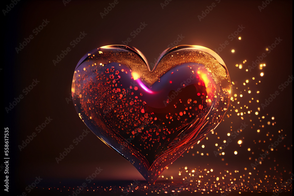 Aufkleber beautiful heart abstract optical light bokeh on a glow background.