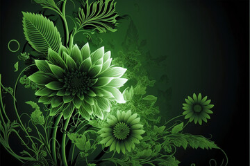 Green flowers background wallpaper. Generative AI. 