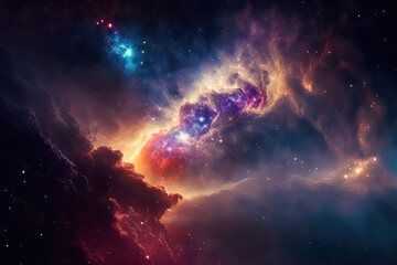 Fototapeta na wymiar Space's Milky Way Nebula and galaxies. Generative AI