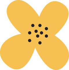 Cartoon hand drawn flowers flat icon