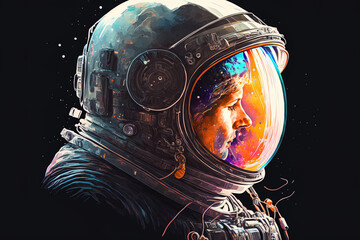 Illustration of an astronaut helmet. Generative AI