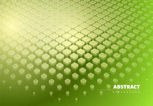 Abstract green background made from color cubes with place for your text