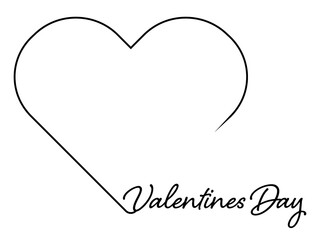 Outline of heart shape with valentines day wish, isolate object with transparent background