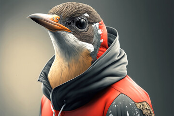 Portrait of a fitness athlete bird wearing sportswear, generative ai