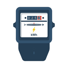 Electric power meter. Electricity counter. Energy meter. Vector illustration flat design. Isolated on white background.