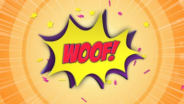 WOOF Comic Text Animation, with Alpha Matte, Loop, 4k
