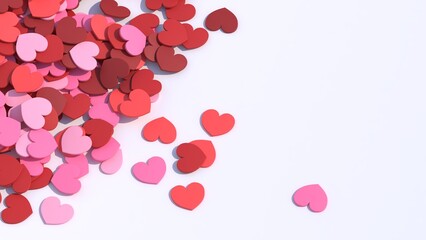 A pile of colorful heart models 3d rendering	