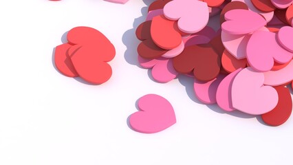 A pile of colorful heart models 3d rendering	
