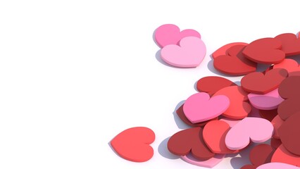 A pile of colorful heart models 3d rendering	