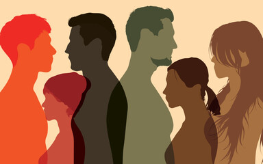People of diverse ethnicities and races. Anti-racism and racial equality concepts. Cultural diversity. Women and men of diverse cultures.  