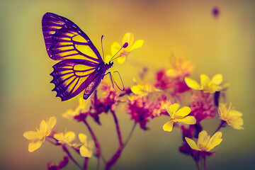 butterfly on flower, Generative AI Illustration