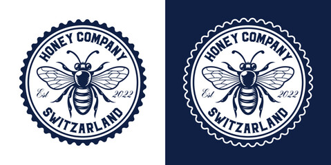 Vector honey label in vintage style, this design can be used as a template for a honey package