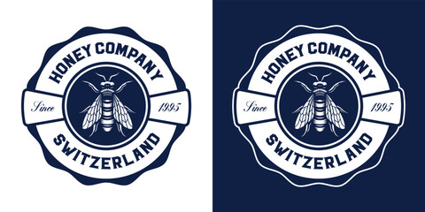 A vintage round honey badge, this design can be used as a honey package