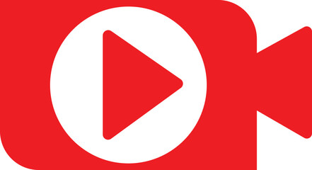 Video camera shape with a play button icon. TV logo template. Video streaming symbol vector illustration