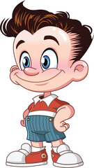 Smiling young boy standing in a retro 50s style