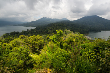 View of mountain lakes