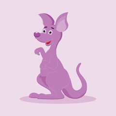 kangaroo vector with cute gradient purple color
