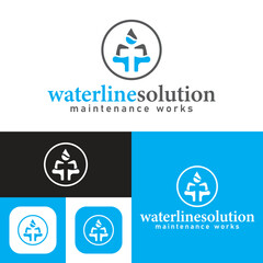 Fototapeta na wymiar Plumbing service logo. Waterline repair logo.vector illustration. black and white. abstract sign. waterline maintenance logo.