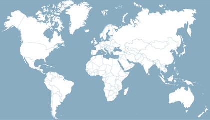 Fototapeta na wymiar World map. Silhouette map. Color vector modern map.