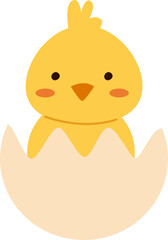 Pretty animal flat icon Cute cartoon chick in egg