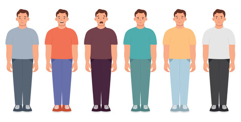 Set of men's emotions. Facial expression. Vector illustration of a flat design