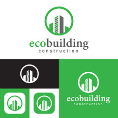 Eco building construction logo. greenhouse logo. home icon. vector illustration.Real estate company abstract logo.black and white.